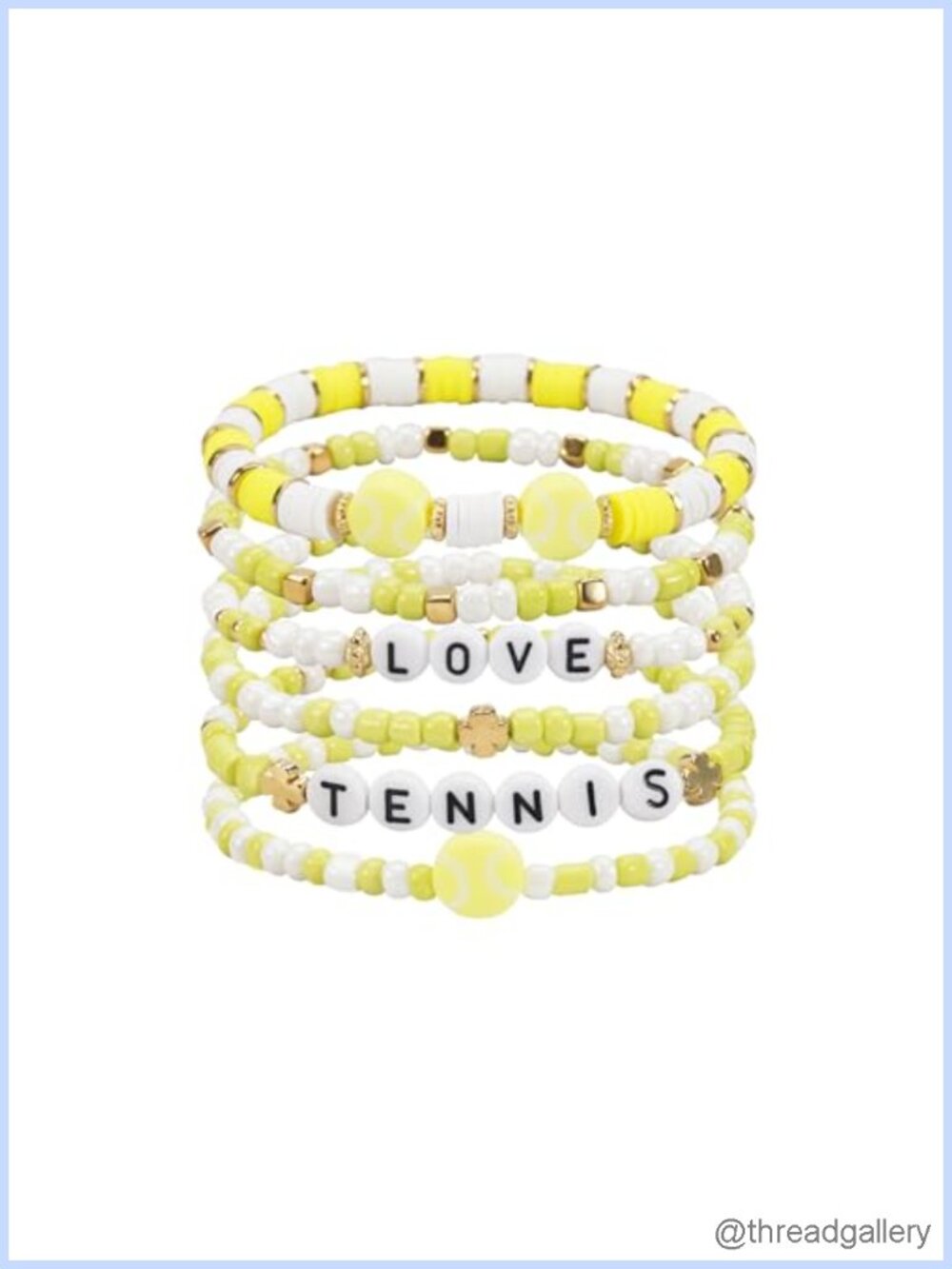 Sporty Tennis Beaded Stretch Bracelet Stackable Women Game Day Gift